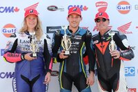 Saturday’s Importations Thibault Twins Cup Race 1 podium from RAD Torque Raceway:  (L-R) Bronti Verbeek (3rd), Dante Bucek (1st), and JP Tache (2nd).